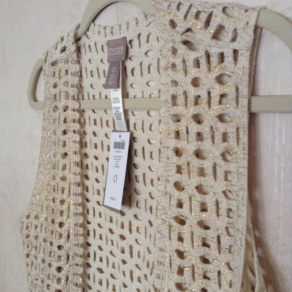 NWT Chico's foiled crochet sarina vest